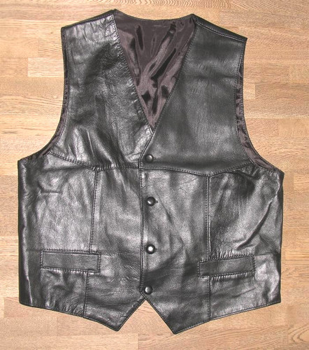 Gilet cuir noir homme - gilet, en