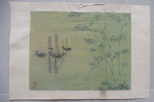 Peinture sur soie pêcheurs