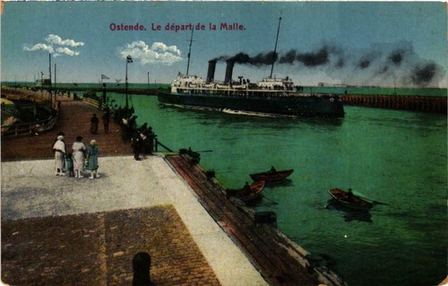 Cpa ostende le depart de - -,