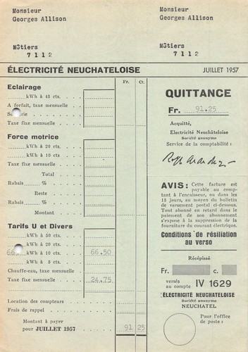 1957 electricite neuchateloise - 1957,