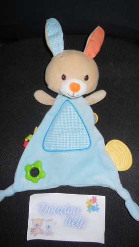 Doudou plat lapin - doudou, anneau