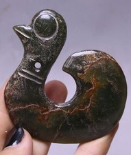 6.5CM China Hongshan Culture Old Hetian Jade Carve Dragon Hook Bird head Pendant