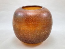 Vase boule verre orange irisé