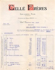 Facture   1925 GELLE FRERES A PARIS - M. MILOU A TRIE SUR BAISE