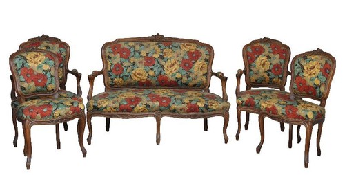 Salon rocaille noyer style - rocaille,