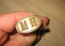 Ancien Cachet seau tampon encreur Initiale M.H