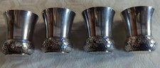 Quatre Petits gobelets à liqueur Argent massif Epais poinçon minerve XIXème + BC