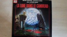 3 Autographes ORIGINAUX sur Pochette LP 33T BO du Film LA LUNE DANS LE CANIVEAU