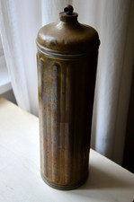 Ancienne bouillotte cannelée en laiton cuivre de l'armée années 1910 Vintage