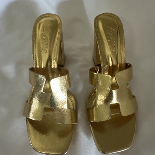 Miss lola gold chunky heels - gold,
