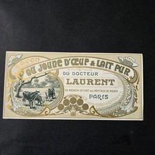 Etiquette Savon 1900 Docteur Laurent Lait Pur Jaune D'Oeuf Vaches Parfum Ancien