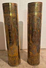 VASES OBUS SCULPTES PAR POILUS Souvenir de la Guerre  14 - 18 - ART DE TRANCHEE