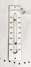 Ancienne plaque émaillée de thermomètre , intérieur extérieur, art déco
