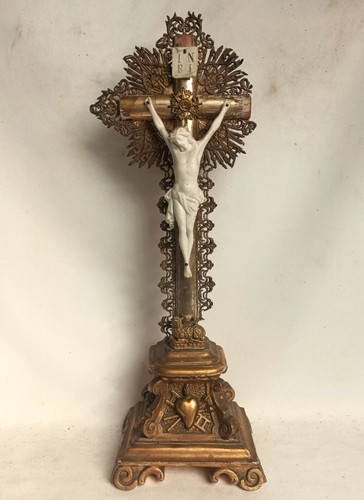 Rare ancien crucifix doré - , à