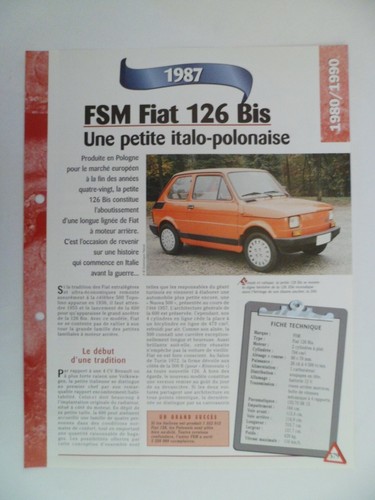 Carte fiche auto fsm fiat - auto,