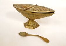 Navette encensoir bronze cuillère église messe mandorle feuillage XIXème