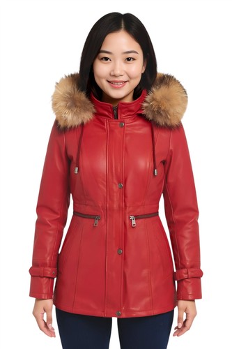 Veste cuir rouge femme - en,