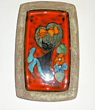 Décoration Mural Grand Plat faience émaillé decor de femme Vintage 1960’s