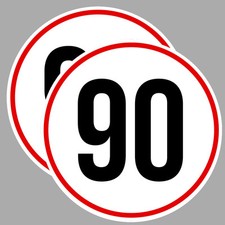 2 X VITESSE LIMITE 90 Km/h AUTO VAN REMORQUE CARAVANE 10cm STICKER VA103