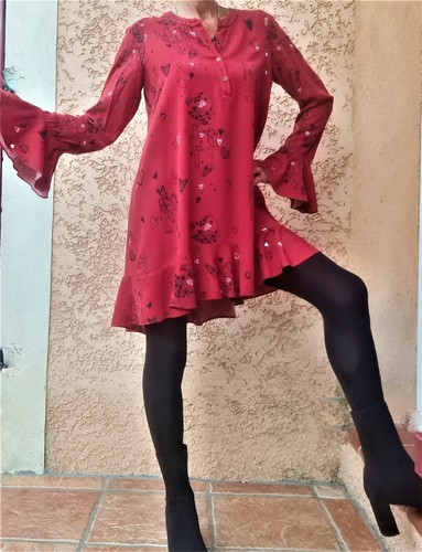 Robe tunique volantée - robe, /