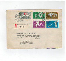 LETTRE SUISSE ZURICH POUR TOUQUES HELVETIA 1951 TIMBRES CONFOEDERATIO HELVETICA