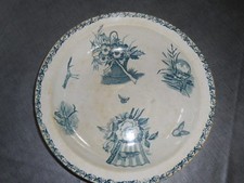 ANCIEN PLAT CREUX BADONVILLIER modèle ECRAN decor floral oiseaux papillon