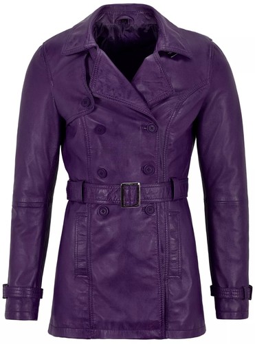 Manteau trench cuir violet - trench, en