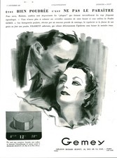 Publicité ancienne poudre Gemey 1935 issue de magazine