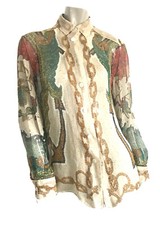 CHEMISE VINTAGE FEMME HERMES "PROVENCE" TAILLE 4O  EN TRES BON  ETAT 100% SOIE