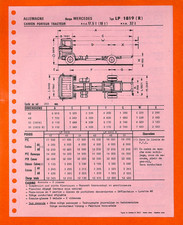 MERCEDES TRUCKS / CAMION PORTEUR TRACTEUR  LP 1819 ( R ) FICHE de 1971