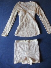 Ensemble culotte + chemise top dentelle blanche thermolactyl T2 Vintage 1970
