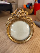 Cadre (75 mm) pour miniature ronde (~60 mm) - laiton - verre fixé - TB état