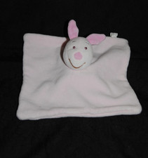 Doudou Plat Porcinet Cochon DISNEY CARREFOUR Carré Rose Hochet Grelot Etat NEUF