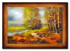 Landschaft-ölgemälde 105x75cm Toile avec Cadre Art Décoration Murale G02245