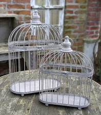 LOT DE 2 CAGES DÉCO METAL CAGE A OISEAUX CAGE A PLANTES ANCIENNE STYLE...