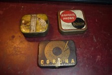 ancienne boite metal aiguille pleine gramophone corona bohin cie française