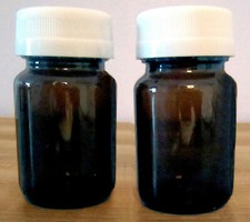 BOCAL à col large en verre ambré  50 ml + couvercle à vis Blanc. Lot de 2