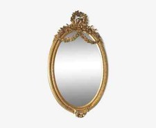 miroir ovale doré avec un noeud et couronne de fleurs (gros modèle)