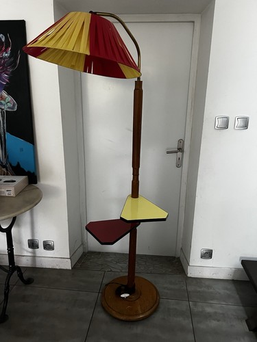 Lampadaire vintage 1960 bois - lampadaire,