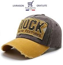 CASQUETTE ROCK SHOW FEATURES JAUNE NEUVE SURF ÉTÉ PLAGE COTON VISIERE