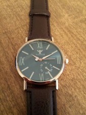 Fashion Men's Date Leather Stainless Steel Sport Quartz Noctilucent Wristwatch 