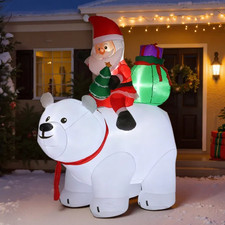 Père Noël Gonflable Ours Polaire LED 200cm - Déco Noël Extérieur Intérieur