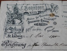 FACTURE ancien 1900 SAINT LOUIS alsace ST LUDWIG BORNEQUE maler PEINTRE commerce