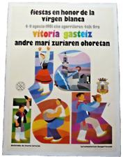 AFFICHE ENTOILEE FIESTAS EN HONOR LA VIRGEN BLANCA VITORIA GASTEIZ 1981 BASQUE