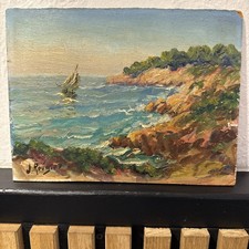 Tableau – Marine - Bord de mer méditerranéen – J. Rougier