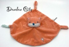 2502🌟Doudou GIPSY Renard Plat Orange Baguette Fée  Bleu Attache Tétine