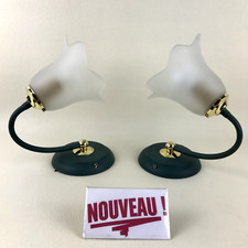 ➜Paire d'appliques murales fleurs/floral/tulipe vintage art nouveau vert foncé