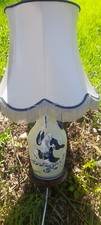 superbe vase chinois bleu blanc fond céladon personnage a l éventail lampe