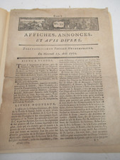 N° JOURNAL "AFFICHES ANNONCES ET DIVERS" AOUT 1770 BIBLIOGRAPHIE TOULOUSE