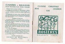 Livret Publicité Cuisine Chauffage Bois Gaz Charbon Rosières Bourges de 1956
